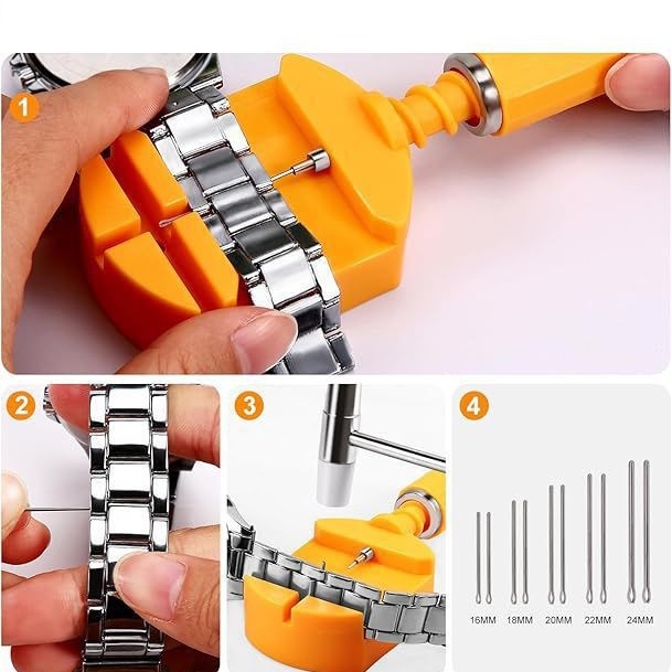 Инструменти за ремонт на часовници, Комплект инструменти за разглобяване и смяна на каишка за часовник, Комплект инструменти за ремонт на часовници от 31 части, Инструмент за регулиране и смяна на каишка за часовник