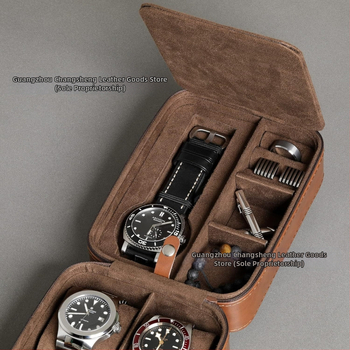 Tarpvalstybinė dirbtinės odos laikrodžių lagamino laikymo dėžė, skirta kasdieniam lauko nešiojamam 5 vietų laikrodžių apsaugos dėžutei