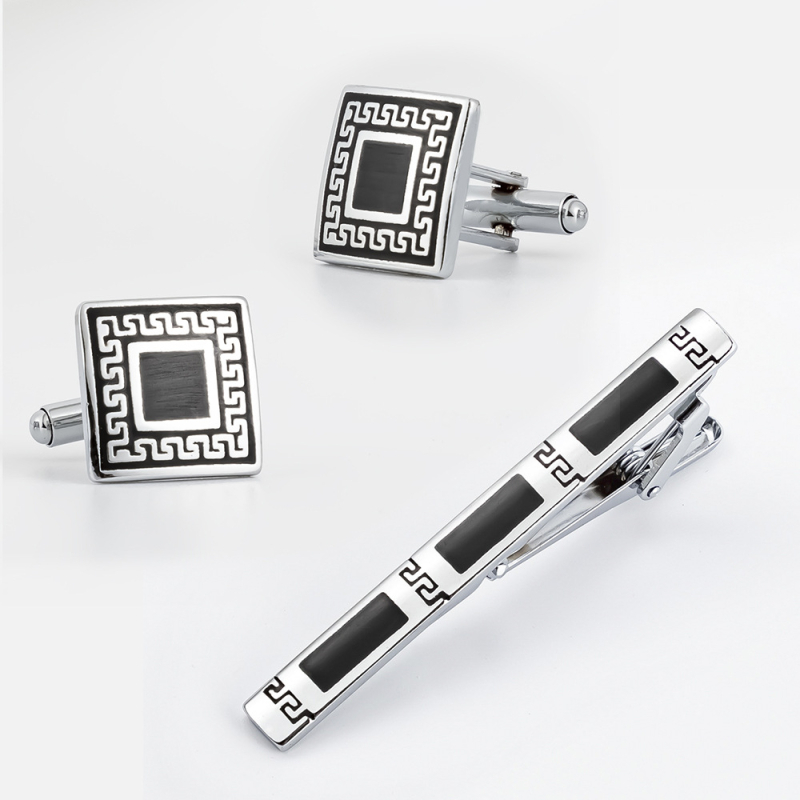 Spot novi crni emajlirani set metalnih manžeta za kravatu, vanjska trgovina, vruće muške jednostavne manžete veleprodaja
