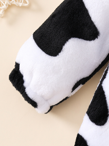 2024 Διασυνοριακό Φθινόπωρο και Χειμώνας Baby Mao Mao με Κουκούλα, Love Patch, Κεντημένο Σχέδιο Αγελάδας, Casual Φερμουάρ, Μακρύ Κοστούμι Αναρρίχησης