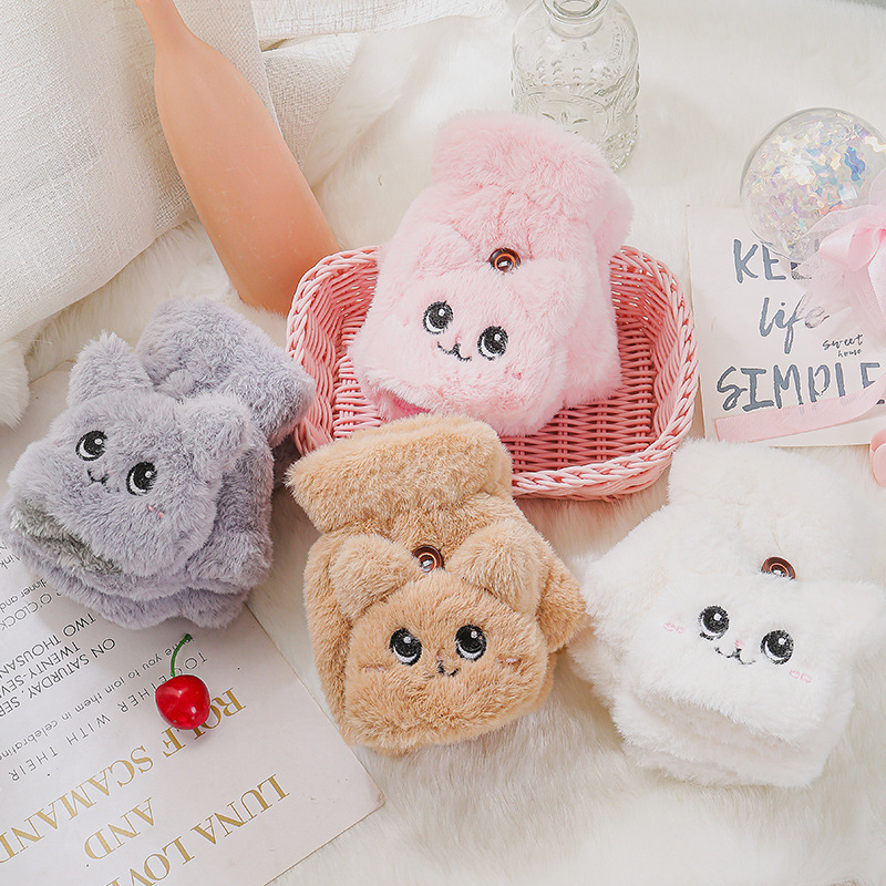 8-12 metų berniukams ir mergaitėms, rudens ir žiemos sezono pliušinės mielos puspirštės atverčiamos mokinių rašymo šiltos pirštinės