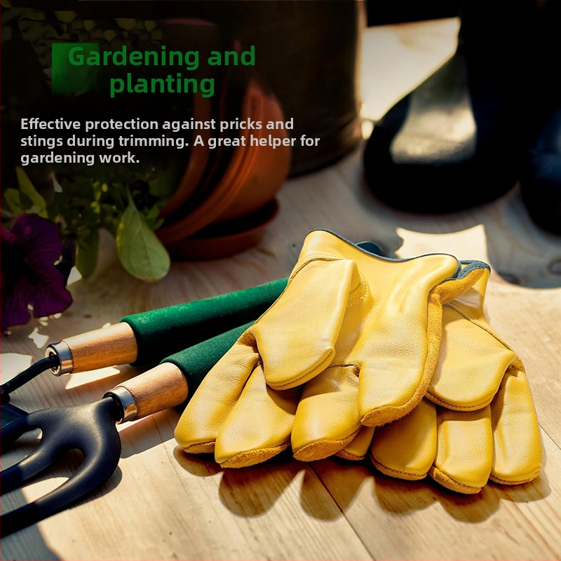 Персонализирани градински ръкавици от телешка кожа, трансгранични, Amazon Cow Split Leather, предпазни ръкавици за работа във фермата, устойчиви на пробиване и износване
