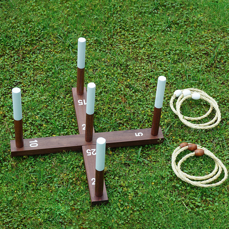 Retro mešanas spēle Kaņepju virves gredzens Zemniecisks gredzena mešana Āra zāliena komandas veidošana Ģimenes mijiedarbība