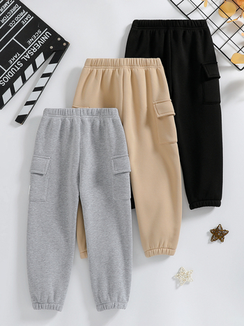 Άνετο παντελόνι με επένδυση από φλις ύφασμα για αγόρια, σε 3 τεμάχια, σε συνδυασμό με τα δάχτυλα