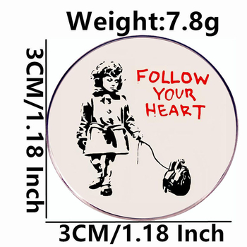 Καρφίτσα Ακολουθήστε τον Εσωτερικό σας, Εμπνευσμένη Καρφίτσα Σχεδίου Γκράφιτι στα Αγγλικά, Σήμα, Αξεσουάρ Σήματος από Μεταλλικό Κράμα