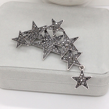 AliExpressen népszerű divatos vintage ősi ezüst pisztoly fekete strassz ötágú csillag bross tű kabát kiegészítők férfiaknak és nőknek női ruhaderék