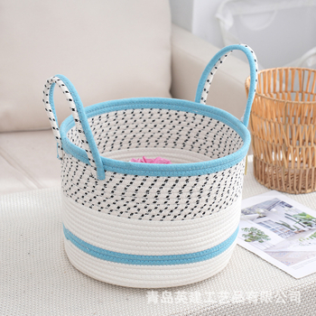 Μοντέρνο φορητό τρίχρωμο απλό καλάθι αποθήκευσης, σκανδιναβικό στυλ, σαλόνι σπιτιού, σνακ, καλάθι αποθήκευσης για πλέξιμο από βαμβάκι