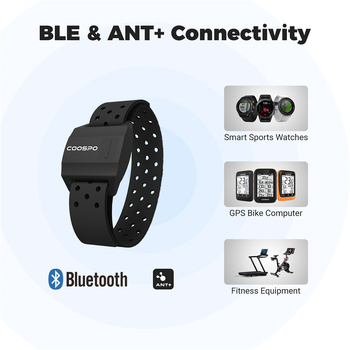 Coospo Hw706 Bluetooth Ant+ aproces sirdsdarbības ātruma mērītājs ar mīkstu un ērtu ūdensnecaurlaidīgu velosipēdu trenažieri