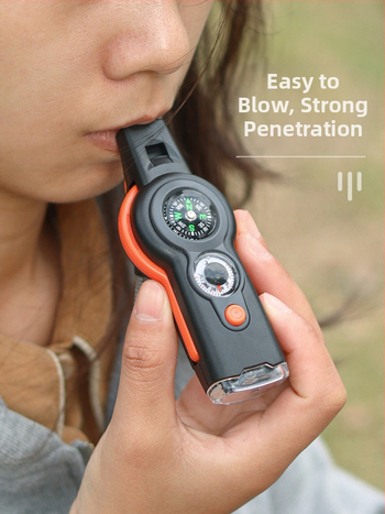 Θερμόμετρο άμεσης προμήθειας με καθρέφτη, πολυλειτουργική σφυρίχτρα 7 σε 1, εξωτερική σφυρίχτρα επιβίωσης 7 σε 1