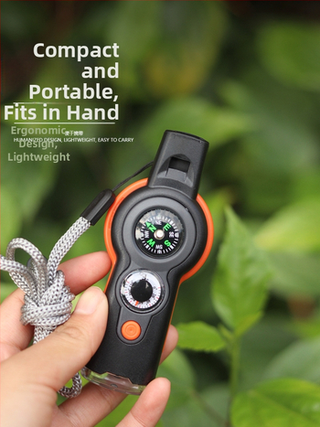 Θερμόμετρο άμεσης προμήθειας με καθρέφτη, πολυλειτουργική σφυρίχτρα 7 σε 1, εξωτερική σφυρίχτρα επιβίωσης 7 σε 1