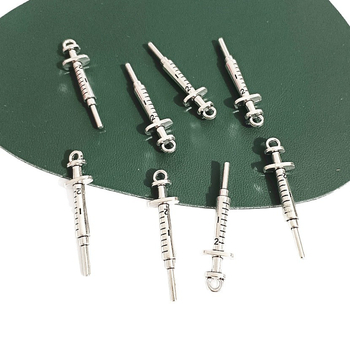 A3522 Σύριγγα 1,95g αντίκα ασημένια, αξεσουάρ κοσμημάτων DIY, 50 τεμάχια/συσκευασία