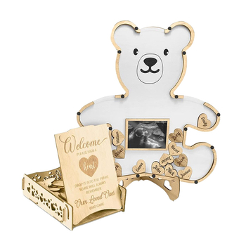 Διασυνοριακός πίνακας σύνδεσης για πάρτι νεογέννητου με αρκουδάκι, ακρυλικό αρκουδάκι, στολίδια βιβλίου επισκεπτών για πάρτι γενεθλίων