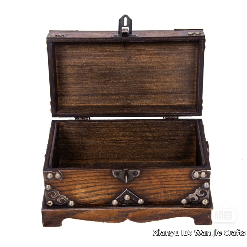 Винтидж дървена кутия за съхранение с ключалка, дървена кутия, антично съхранение на съкровища, малка дървена кутия, кутия за съкровища, бягство от камера, кутия за реквизит