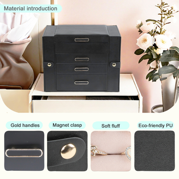 Πολυστρωματικό κουτί κοσμημάτων κατασκευαστή, σκουλαρίκια, κολιέ, αποθήκευση κοσμημάτων, κουτί κοσμημάτων, πολυλειτουργικό κουτί αποθήκευσης από δέρμα PU, διασυνοριακό
