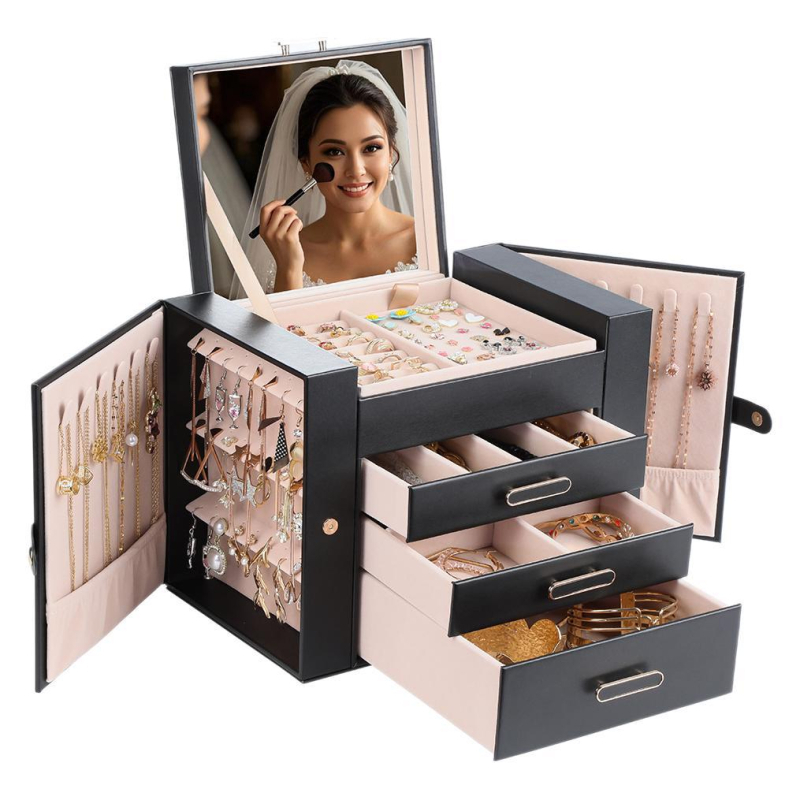 Výrobca viacvrstvových šperkovníc, náušníc, náhrdelníkov, úložných priestorov na šperky, šperkovníc, umelej kože, multifunkčných úložných priestorov, cezhraničný domov