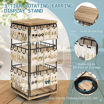 Amerikietiški medžio masyvo auskarai, geležinė laikymo lentynėlė, pasukama papuošalų ekspozicijos lentynėlė, auskarų kortelių laikymo lentynėlė, papuošalų paroda, daugiafunkcinė