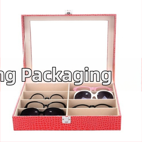 Търговска кутия за очила Rose Red 8, дървена кутия за слънчеви очила, кутия за съхранение на очила от PU