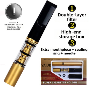 Yajue augstas klases rupja, vidēja un smalka trīs lietošanas ciklu mazgājams filtra cigarešu turētājs vīriešu veselības cigarešu turētājs ar dubultu filtru