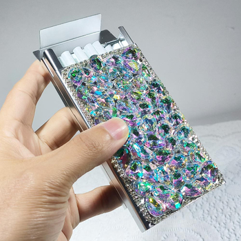 Tanka kutijica za cigarete s poklopcem i dijamantima za žene, prekrasna kutijica za cigarete