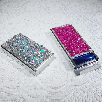 Λεπτή θήκη τσιγάρων Push Cover γεμάτη διαμάντια για γυναίκες, πανέμορφη θήκη τσιγάρων