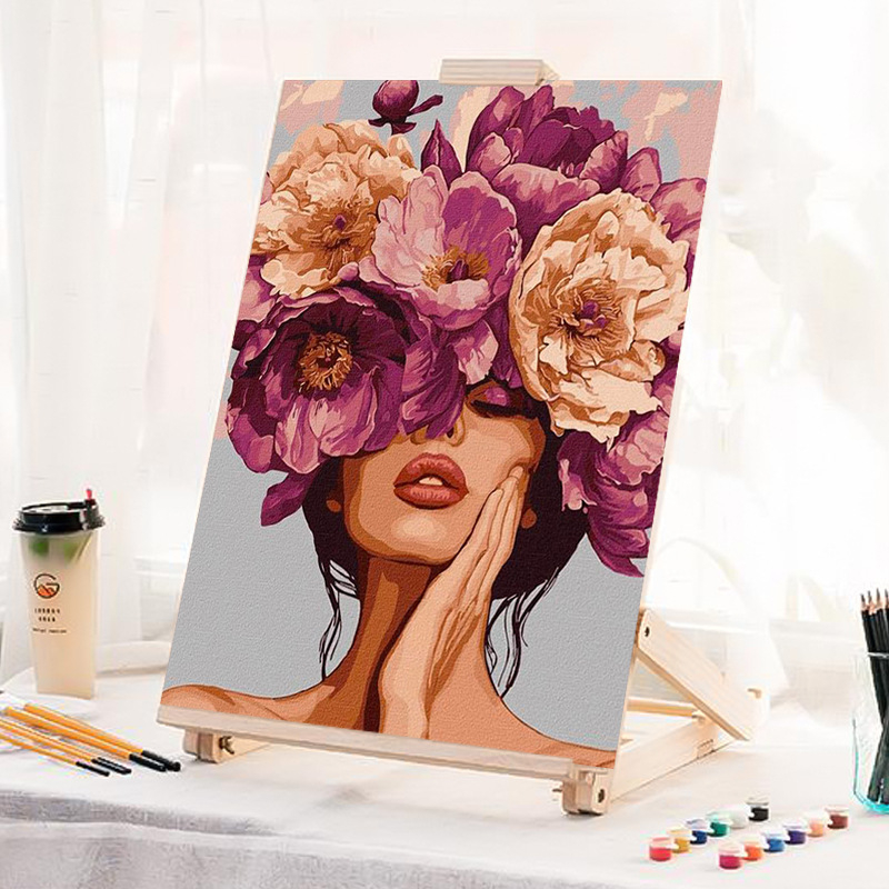 Väliskaubanduse piiriülene lilleline digitaalne õlimaal isetehtud käsitsi täidetud täiustatud dekoratiivmaalide tootjate hulgimüük ilma sisemise raamita