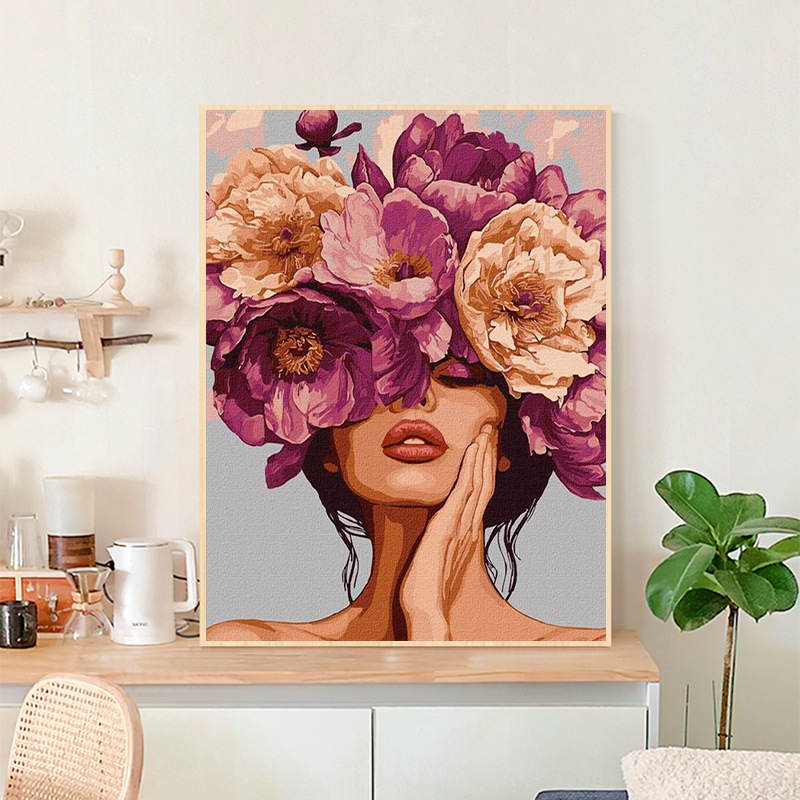 Väliskaubanduse piiriülene lilleline digitaalne õlimaal isetehtud käsitsi täidetud täiustatud dekoratiivmaalide tootjate hulgimüük ilma sisemise raamita