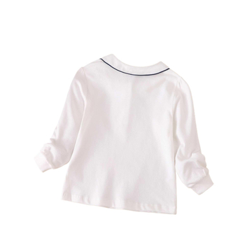 Tricou pentru fete 2024 toamna și iarna nou cu rever din dantelă stil academic simplu pentru fete top casual pentru copii