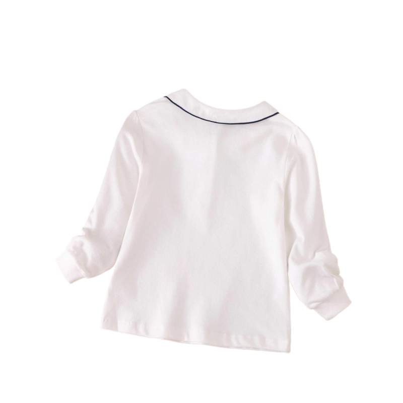Tricou pentru fete 2024 toamna și iarna nou cu rever din dantelă stil academic simplu pentru fete top casual pentru copii