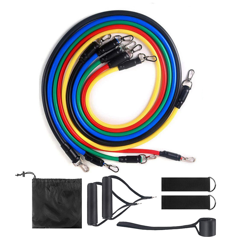 11-osaline pingutusnööri komplekt 11-osaline pingutustorude komplekt TPE vastupidavusvööde tootjate hulgimüügi soodushinnaga fitness-pingutusvööde komplekt