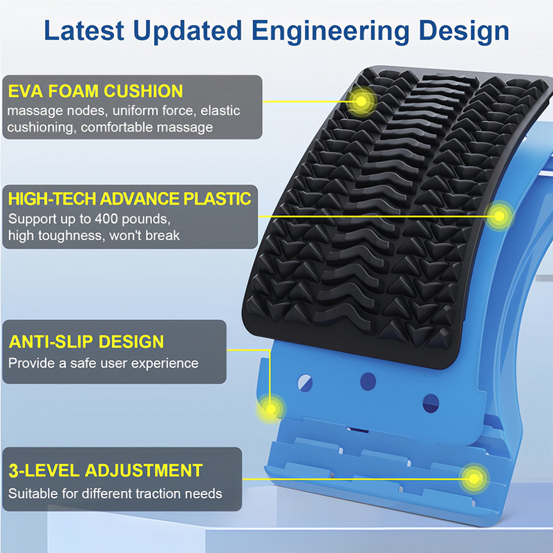 Регулируема носилка за масаж на талията от EVA за лумбална тракция, домашно устройство за корекция на гръбначния стълб и лумбална тракция