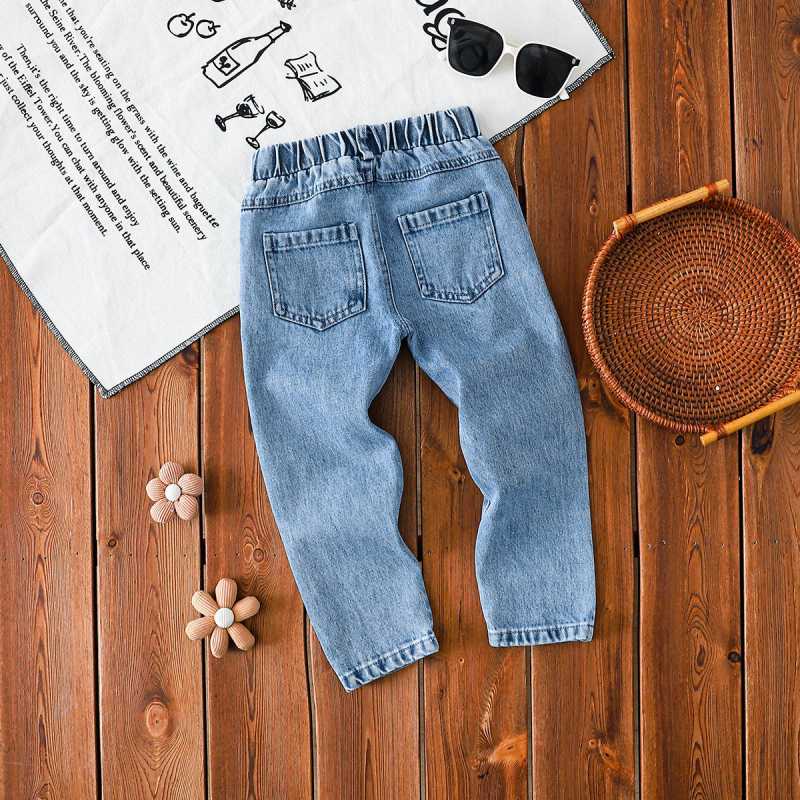 Lasteriided, Laste rebitud teksad, Kevad- ja sügismood, Lahtised püksid tüdrukutele ja poistele vanuses 2-7 aastat, Beebistiilis isapüksid