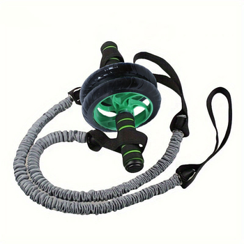 3 dalių pilvo preso ratukų volelis su pagalbine traukimo virve, latekso vamzdeliu, pilvo raumenų ratukų traukimo juosta, pasipriešinimo virve treniruotėms