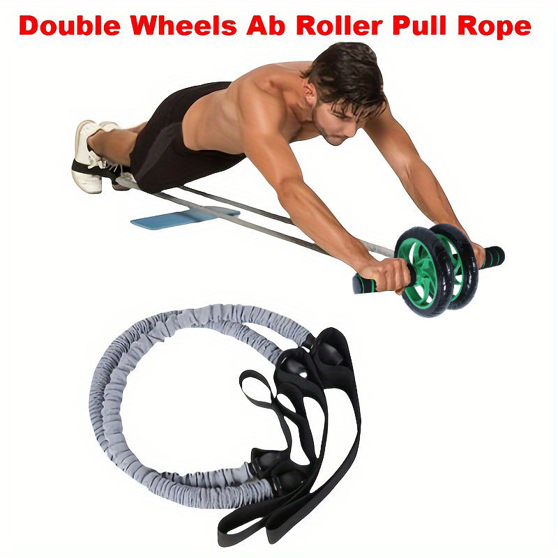 3 dalių pilvo preso ratukų volelis su pagalbine traukimo virve, latekso vamzdeliu, pilvo raumenų ratukų traukimo juosta, pasipriešinimo virve treniruotėms