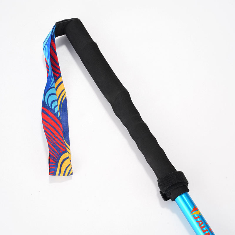 7075 aliuminio lydinio skandinaviško itin lengvo lauko žygių lazdos, keturių dalių, sulankstomos, smūgius sugeriančios, teleskopinės, bėgimo, alpinizmo lazdos