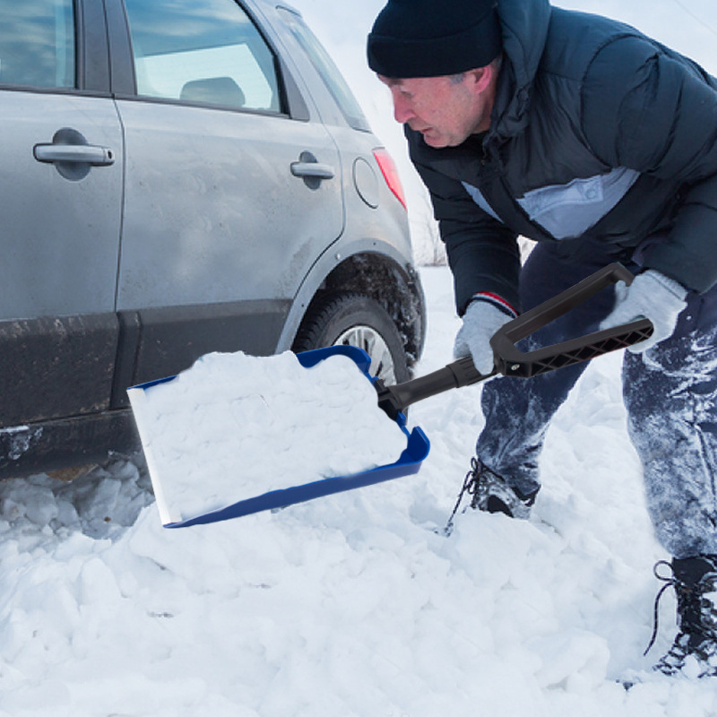 Πλαστικό φτυάρι χιονιού για χειμερινά αυτοκίνητα, πτυσσόμενος ωθητήρας χιονιού, εργαλείο καθαρισμού αυτοκινήτων, μεταλλικό φτυάρι απομάκρυνσης χιονιού, φορητό για χρήση σε αυτοκίνητο