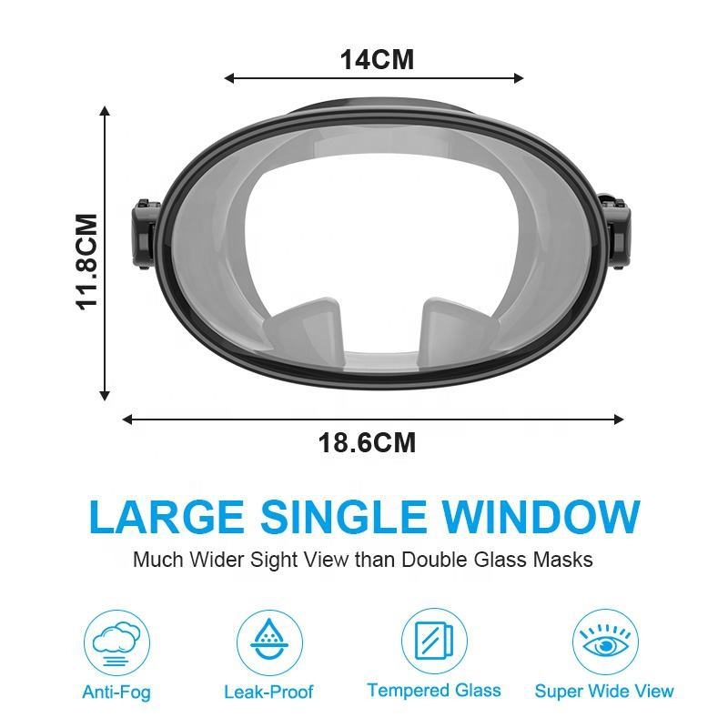 Profesionalus didelio rėmo silikoninis suaugusiųjų nardymo veidrodis jūroje, 180 laipsnių pločio nardymo ir žvejų žvejybos nardymo veidrodis