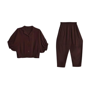 Γυναικείο κοστούμι μόδας για μεγάλες κυρίες, καλοκαιρινό, δυτικό στυλ, σετ δύο τεμαχίων με κοντομάνικο, λεπτό, χαλαρό, κομψό παντελόνι Harlan για μητέρες