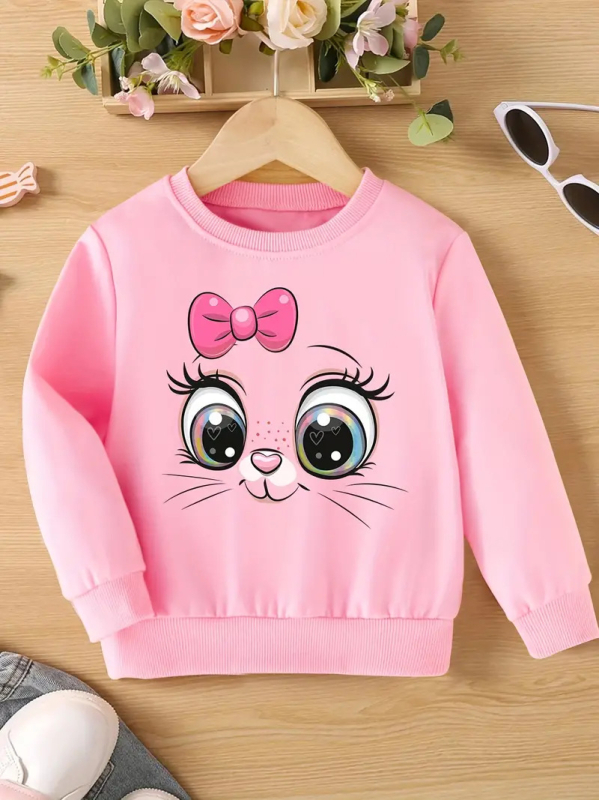 Vibuga kassi näo, kassipoja avatari ja kirjaga laste meeste ja naiste kevad- ja sügispluusid, ekspordiks piiriülene perefestival