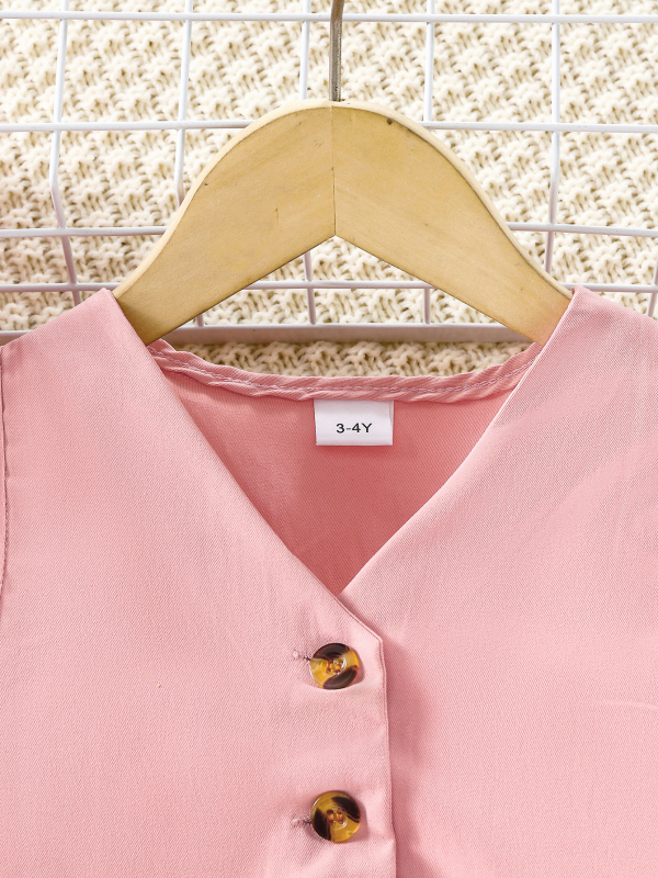 Costum elegant de lux cu guler înalt, stil Chanel, roz, tricou, trei piese, la modă