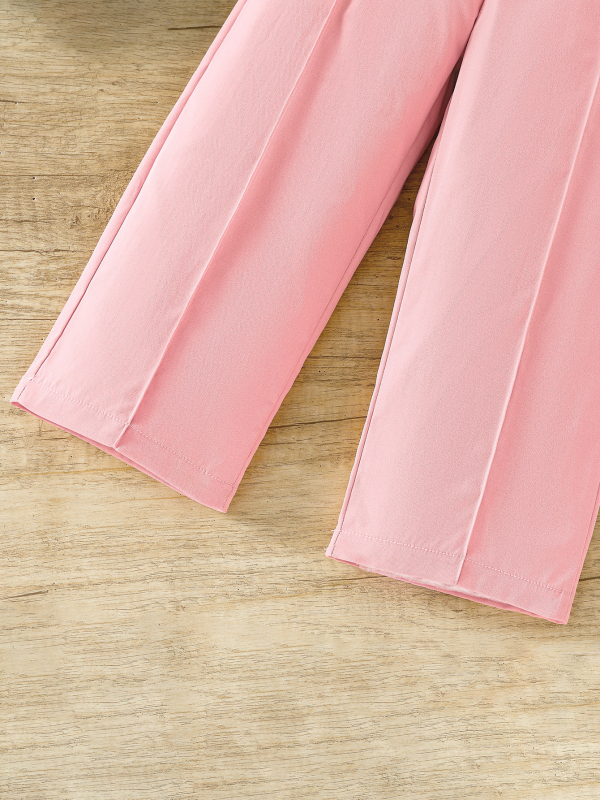 Costum elegant de lux cu guler înalt, stil Chanel, roz, tricou, trei piese, la modă