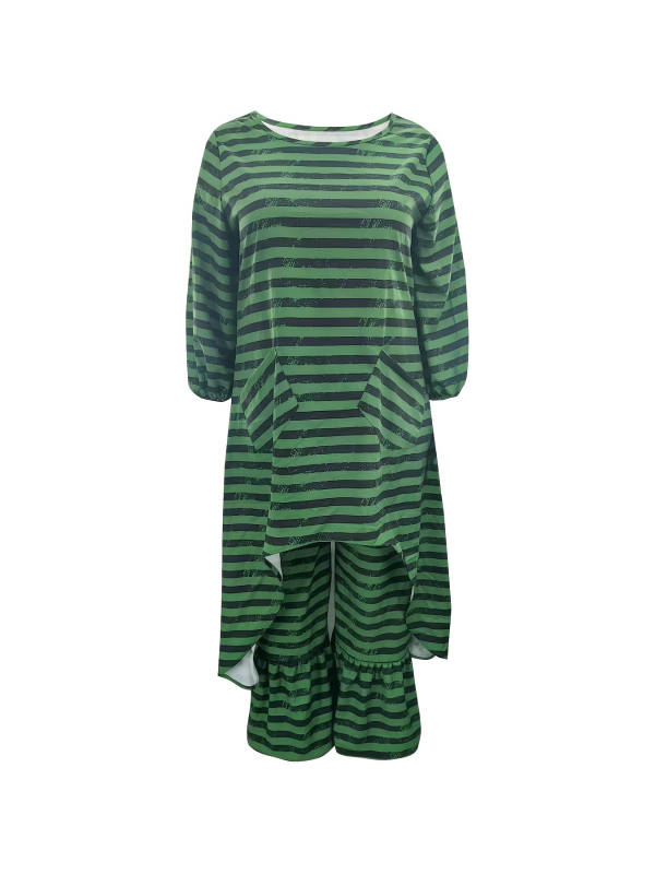 Dámsky ležérny oblek Directional Plus Size, veľkosť Zväčšenie, módny ležérny nepravidelný top a skladané nohavice so širokými nohavicami