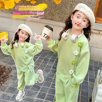 Φθινόπωρο 2024 για κορίτσια, κομψό, μοντέρνο, λουλουδάτο σετ δύο τεμαχίων για νεογέννητα και μωρά, για κορίτσια, ανοιξιάτικο και φθινοπωρινό, casual