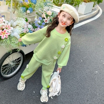 Φθινόπωρο 2024 για κορίτσια, κομψό, μοντέρνο, λουλουδάτο σετ δύο τεμαχίων για νεογέννητα και μωρά, για κορίτσια, ανοιξιάτικο και φθινοπωρινό, casual