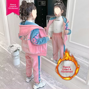 Φθινοπωρινό και Χειμερινό Φόρουμ για Κορίτσια 2024 Νέο Στυλ Χρυσό Βελούδο για Κορίτσια Χειμερινό Δύο Τεμαχίων Μοντέρνο