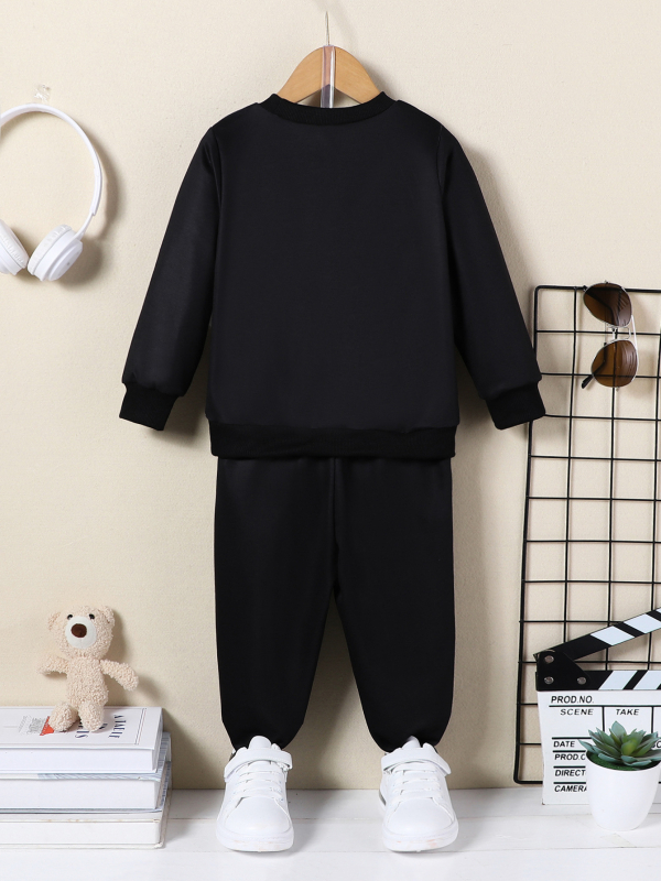 Fiú öltöny Őszi, határokon átnyúló, nagykereskedelmi, európai és amerikai stílusú, medvenyomatos, kerek nyakú, hosszú ujjú, melegítő, lezser, kétrészes nadrág szett