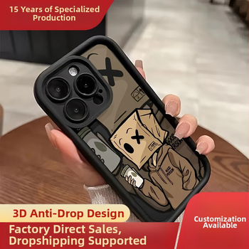 Căști Social Fear Carton Carcasă telefon mobil Apple 15 iPhone 14Promax Silicon 13/12/11 Acoperire completă Rezistentă la căderi