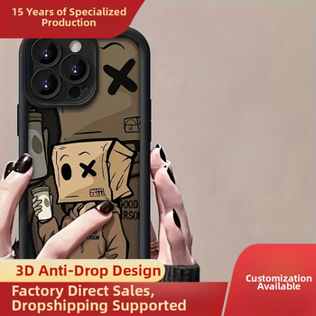 Căști Social Fear Carton Carcasă telefon mobil Apple 15 iPhone 14Promax Silicon 13/12/11 Acoperire completă Rezistentă la căderi