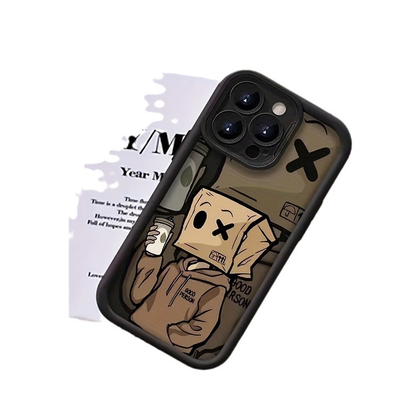 Căști Social Fear Carton Carcasă telefon mobil Apple 15 iPhone 14Promax Silicon 13/12/11 Acoperire completă Rezistentă la căderi