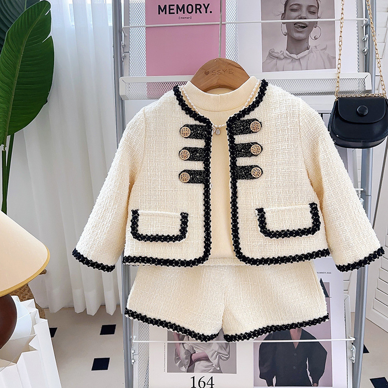 Djevojački mirisni komplet odijela za proljeće i jesen, novi modni francuski stil, jakna i hlače, dvodijelni set 6612