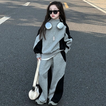 Costum pentru fete, primăvară și toamnă 2025, nou, îmbrăcăminte sport pentru băieți mari, fete, adolescenți, rochie de primăvară, hanorac, set din două piese